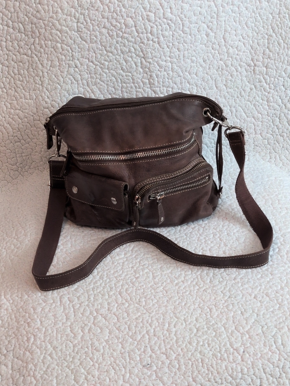 Fossil Chocolate Brown Genuine Leather Sutter Crossbody Vintage 90's Y2K Bag